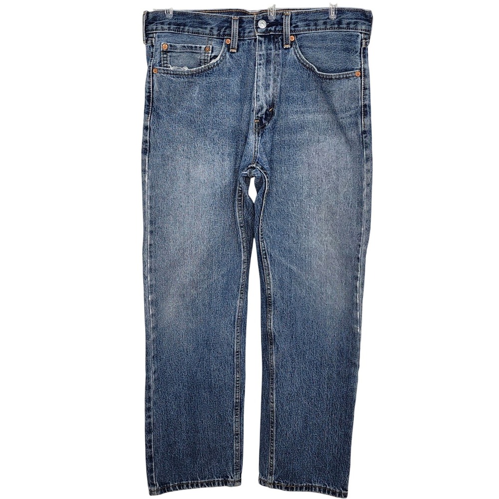 Levi Strauss Co 505 Mens Jeans W31‎ L29 Blue Distressed Straight Fit Denim
